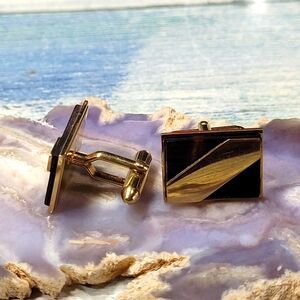Swank Gold and Brown Cufflinks